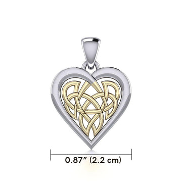 Celtic Knot Heart Sterling Silver and 14K Gold Accent Pendant MPD3015 - Jewelry
